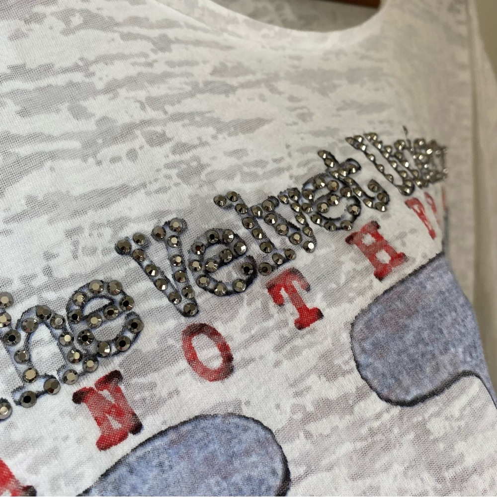 Faith Connexion The Velvet Underground Rhinestone Bling T Shirt Size Large Sheer - Picture 7 of 11